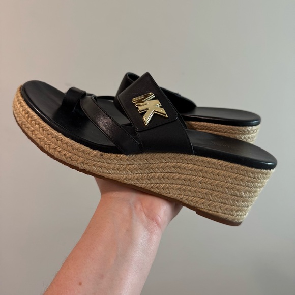 Michael Michael Kors Sidney Espadrille Wedge Slide Sandal in Black 7.5 - Picture 6 of 10
